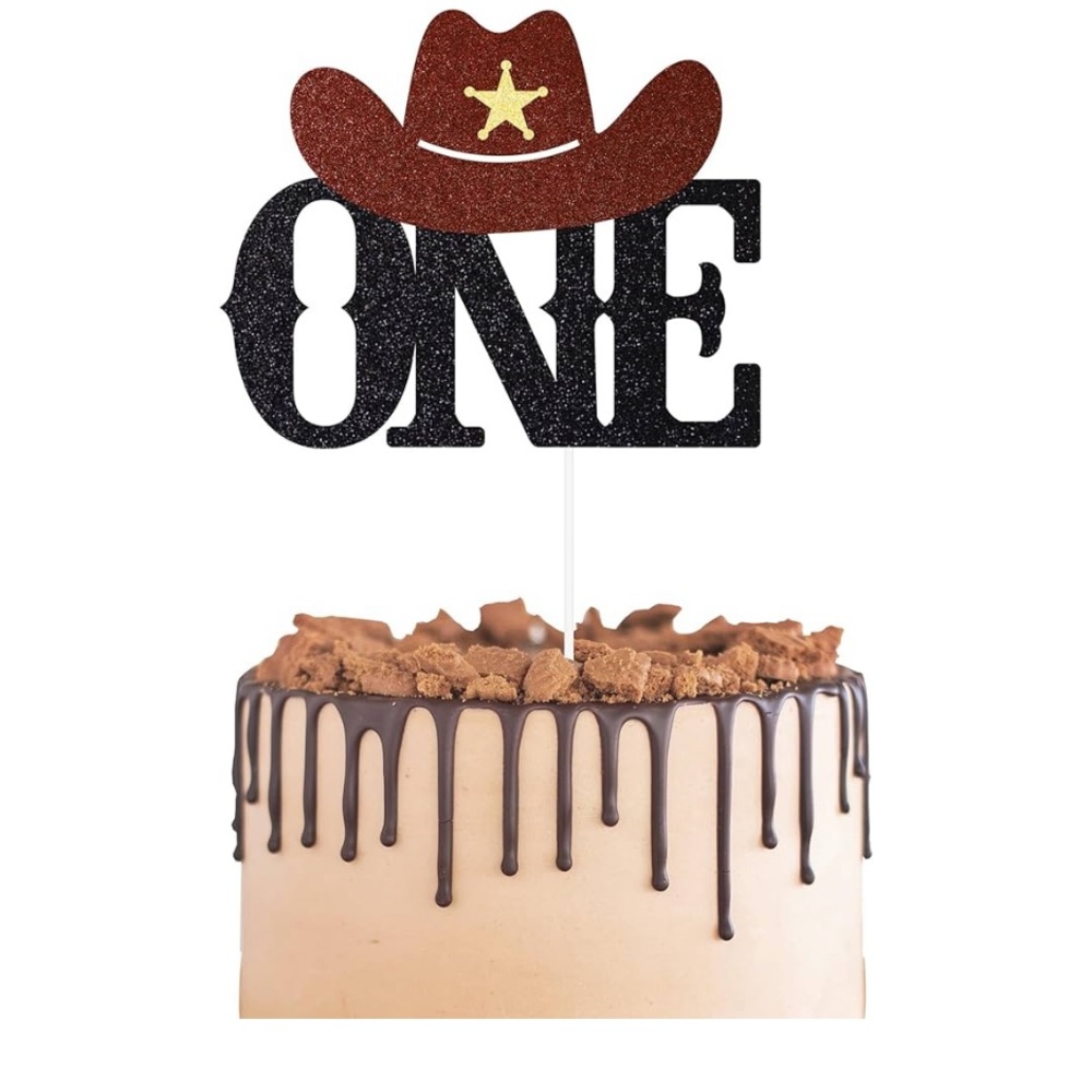 Cowboy Themed Cake Topper - Black and Brown